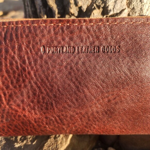 Portland Leather Goods Utility Pouch Nutmeg Brown 2 Tone Pebbled Zip Bag - Picture 3 of 8